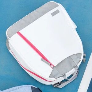 ISO tennis pickleball bag Double Take Melbie in Dove White with Watermelon